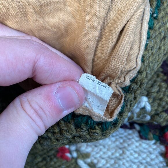 Vintage 1958 Green Goose Cowichan Handmade Woven Wool Jacket Canvas Large Canada - Picture 4 of 16